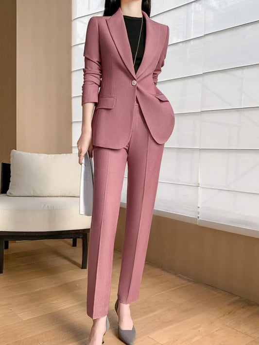 Chic Blazer Straight Pants Outfit Suit