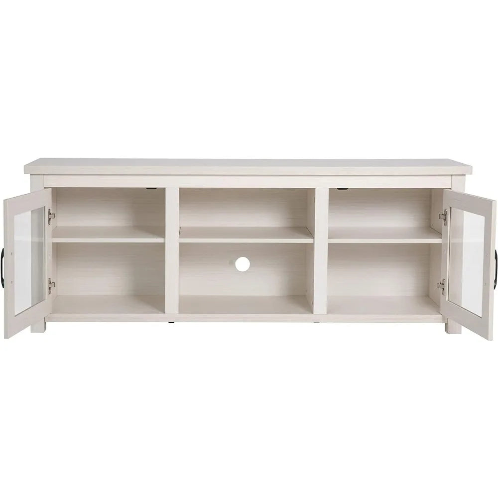 TV Stand Glass Doors Adjustable Shelves