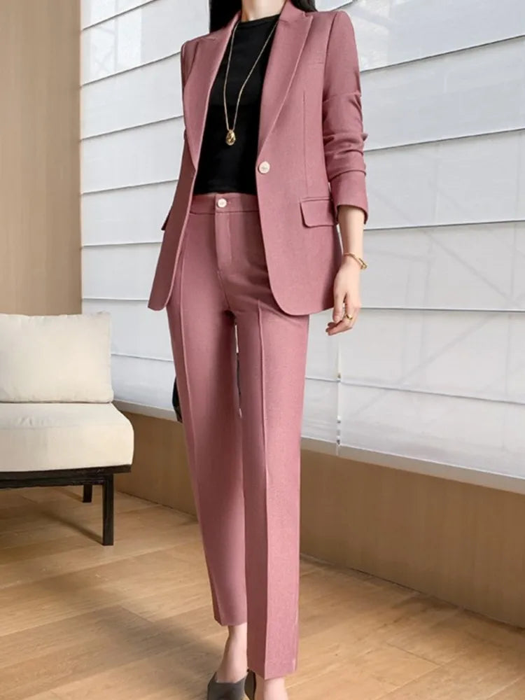 Chic Blazer Straight Pants Outfit Suit