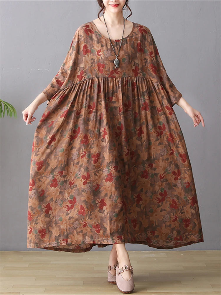 Oversize Vintage Autumn Cotton Loose Dress