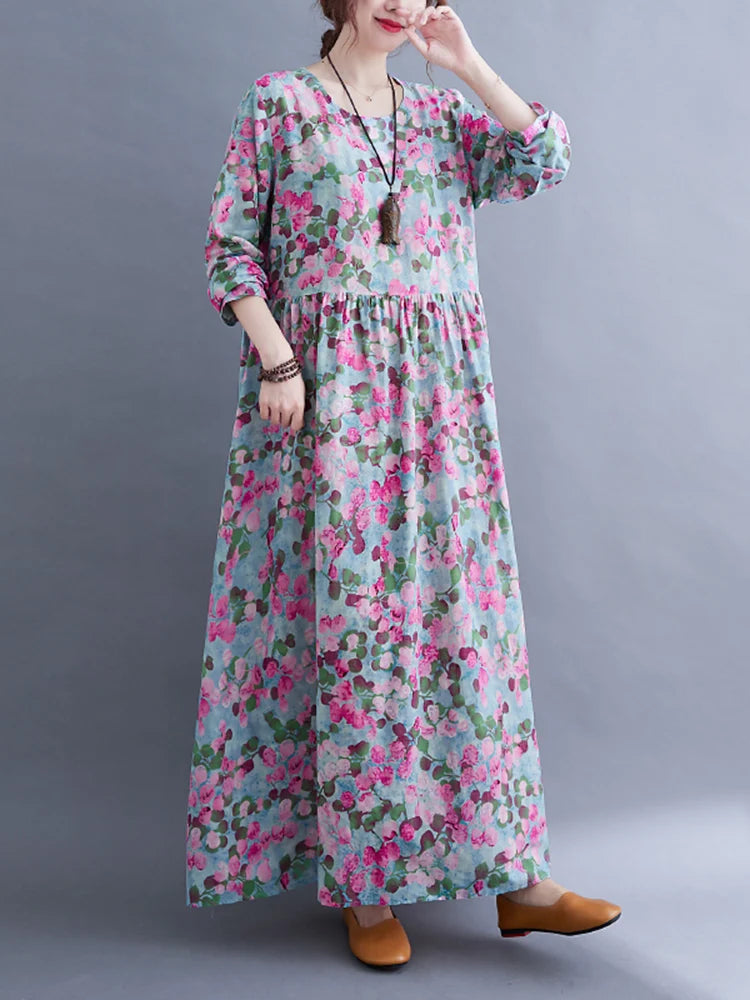 Floral Vintage Autumn Loose Dresses