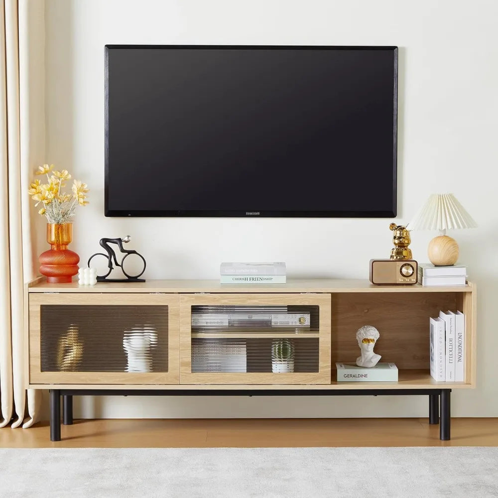 Modern TV Stand Glass Door