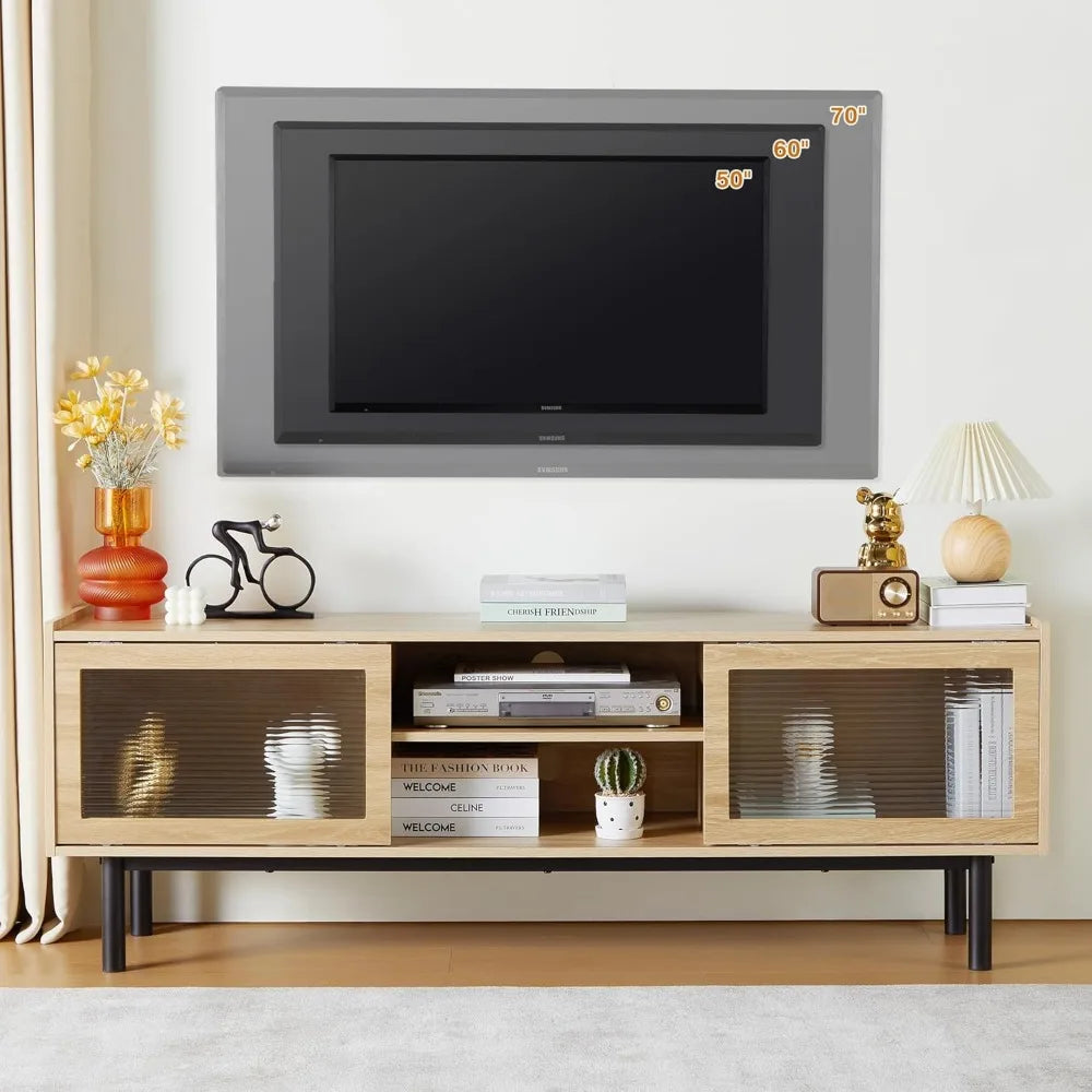 Modern TV Stand Glass Door