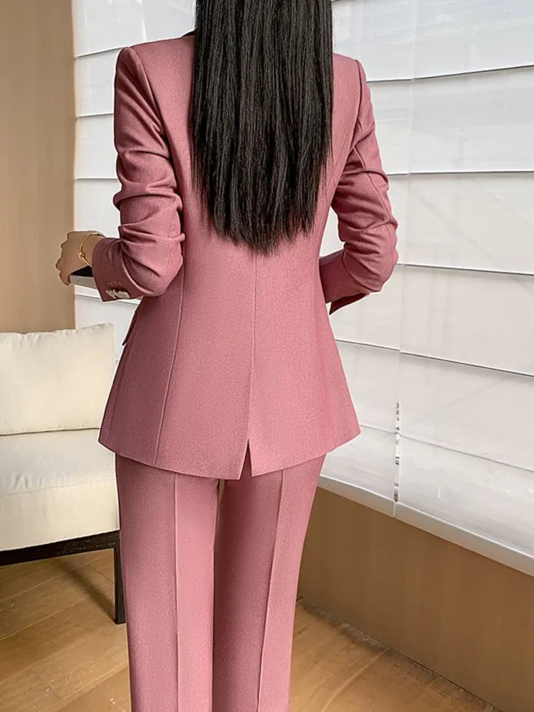 Chic Blazer Straight Pants Outfit Suit