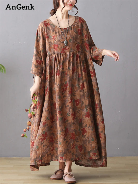 Oversize Vintage Autumn Cotton Loose Dress