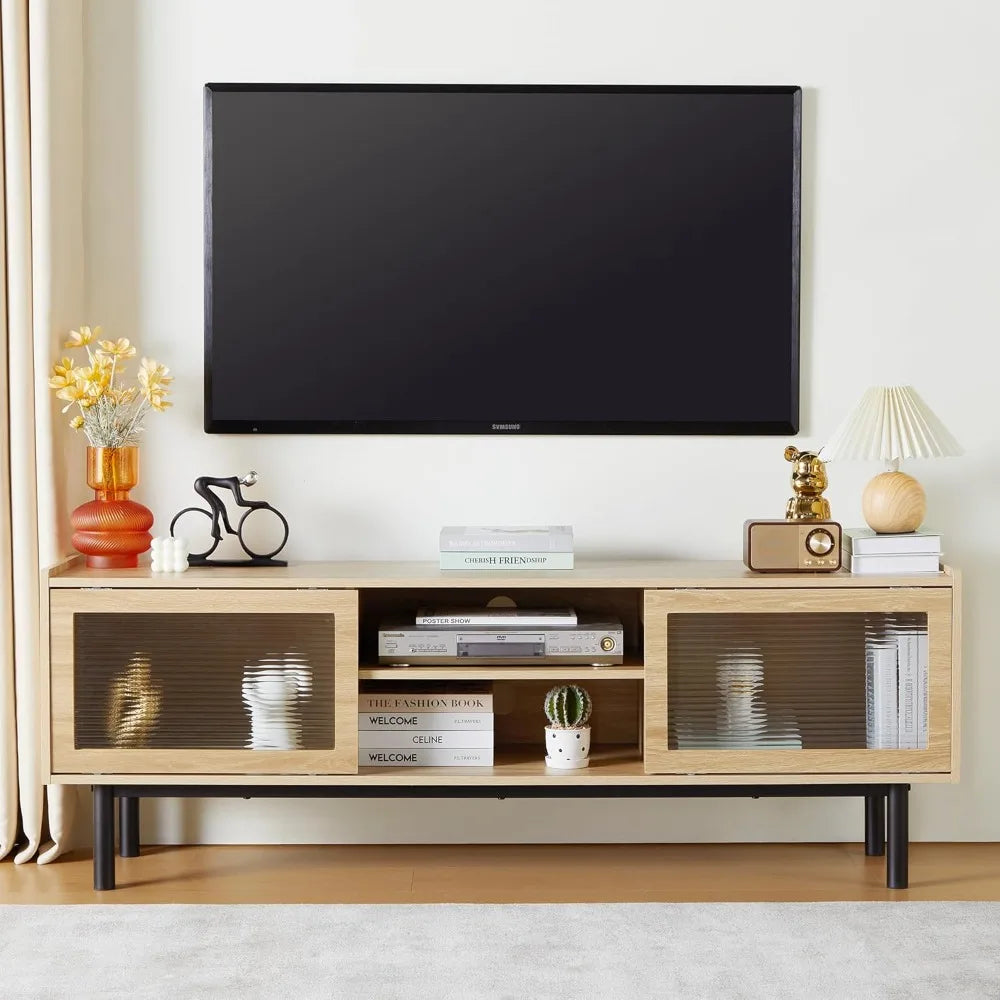 Modern TV Stand Glass Door