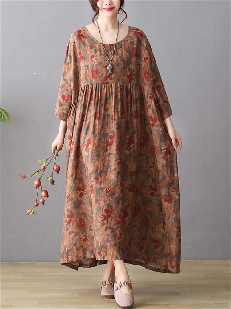 Oversize Vintage Autumn Cotton Loose Dress