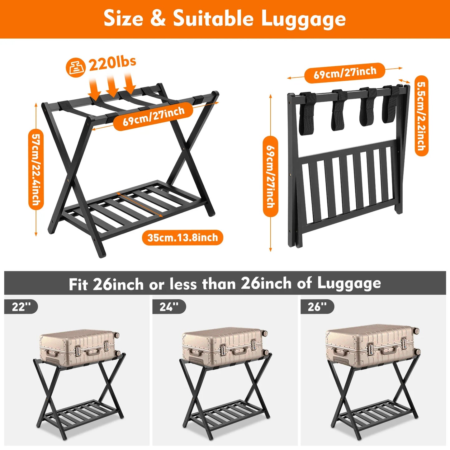 Foldable Rack Luggage Storage