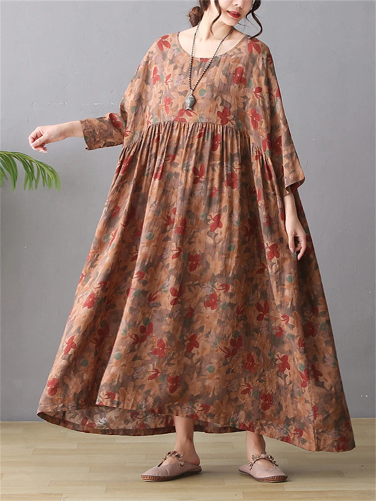 Oversize Vintage Autumn Cotton Loose Dress