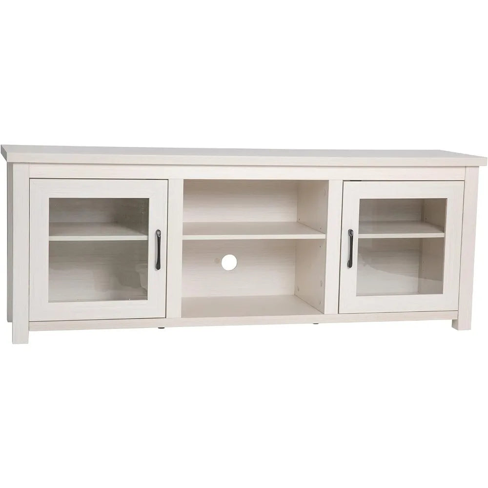 TV Stand Glass Doors Adjustable Shelves