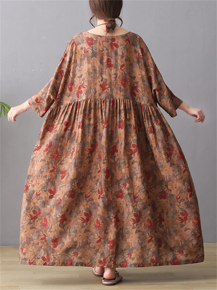 Oversize Vintage Autumn Cotton Loose Dress