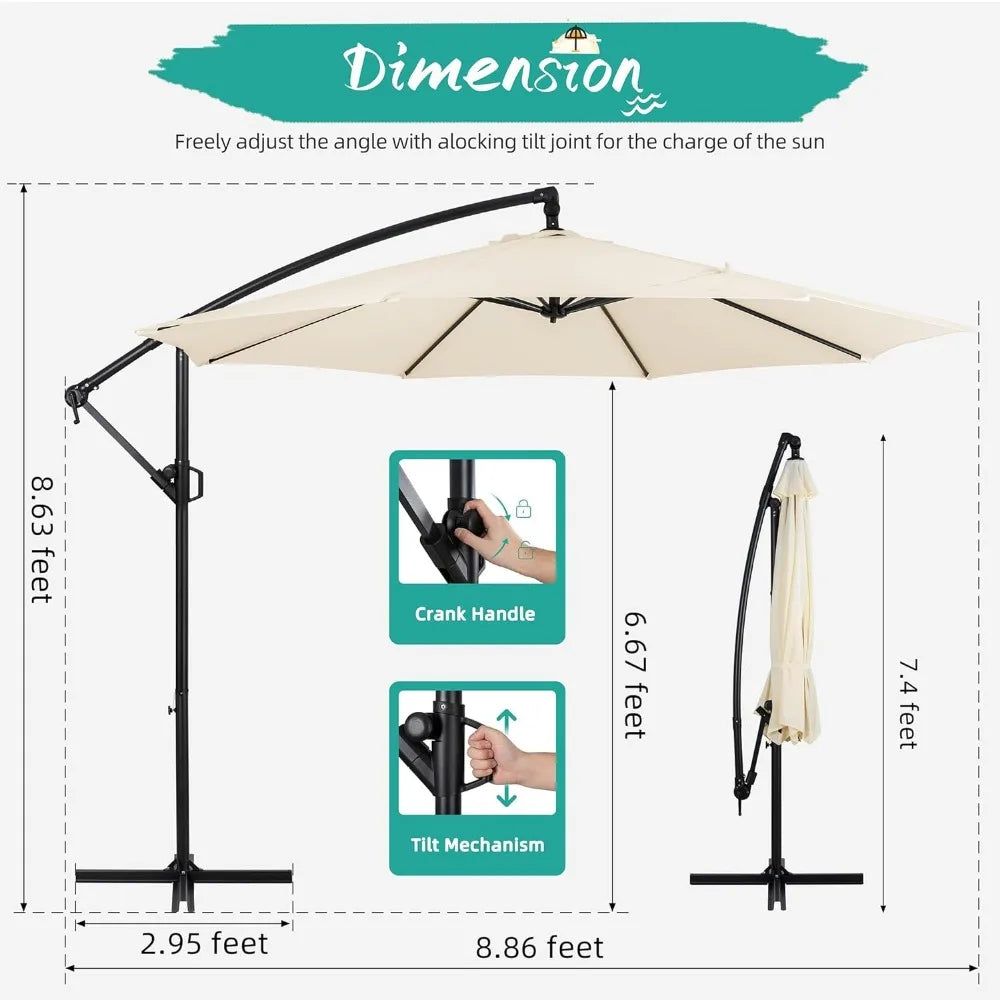 Patio Offset Umbrella Easy Adjustment