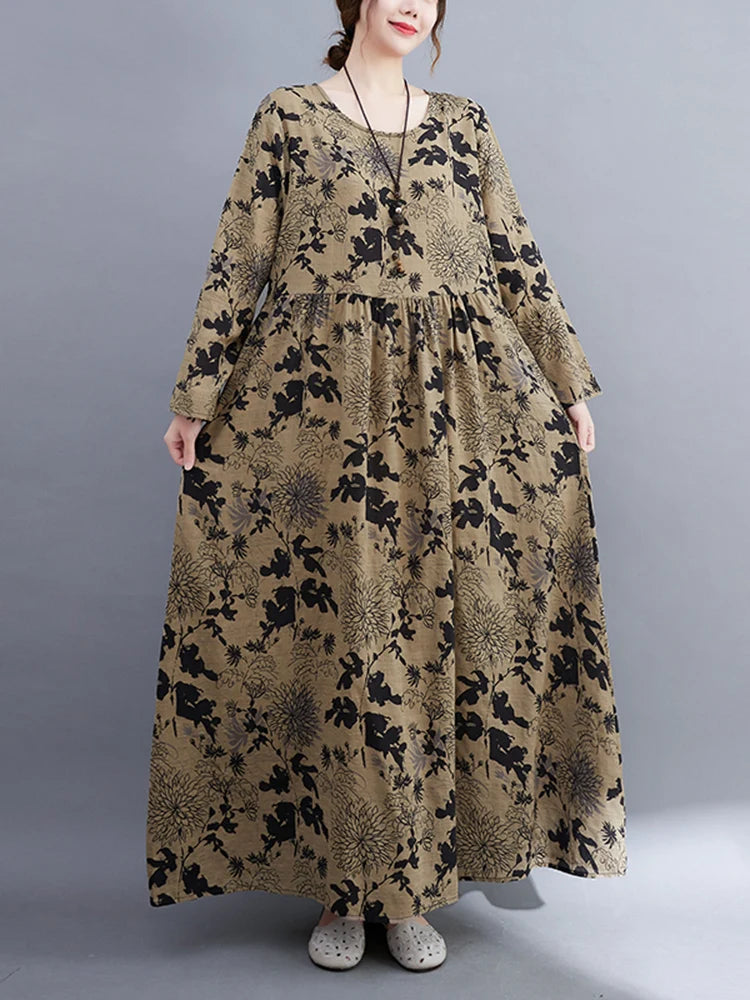 Floral Vintage Autumn Loose Dresses