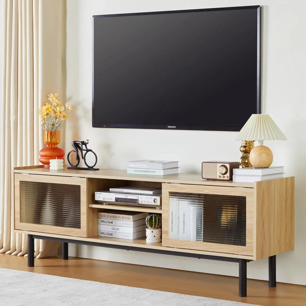 Modern TV Stand Glass Door