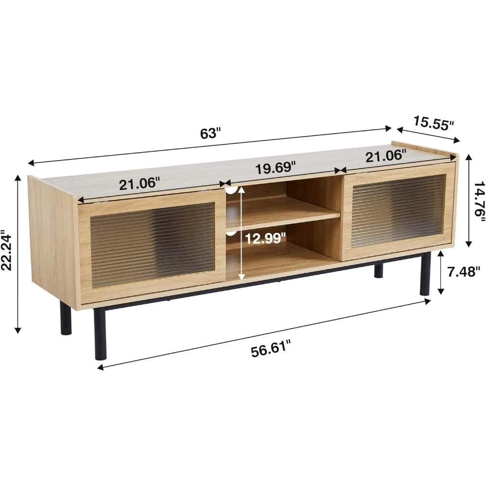 Modern TV Stand Glass Door